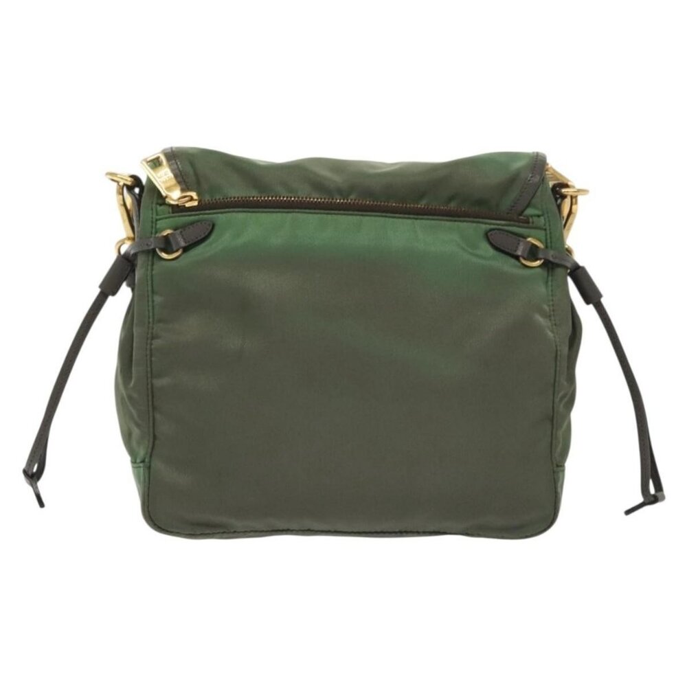 Authentic PRADA Shoulder Bag Nylon Khaki Gold - Picture 10 of 16